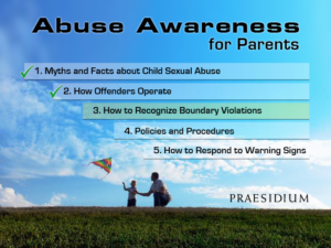 Abuse Awareness for Parents e-learning course menu