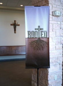 'Rooted' banner in the Welcome Center
