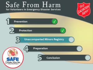 Salvation Army: Safe From Harm e-learning course menu